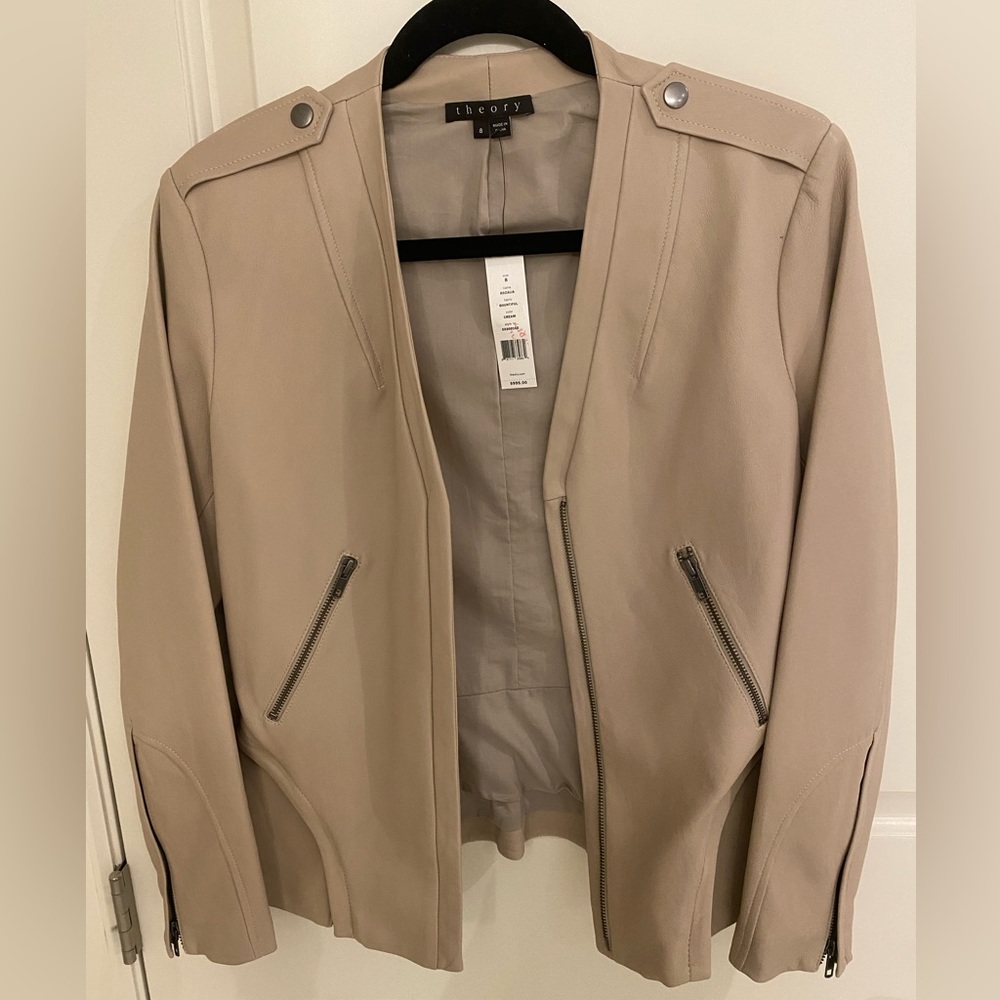 Theory cream leather jacket
